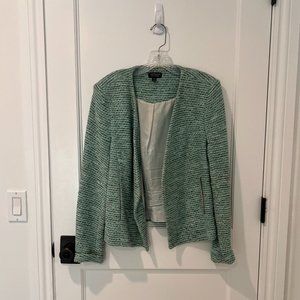 TOPSHOP - Turquoise & White Tweed Blazer - Size 14